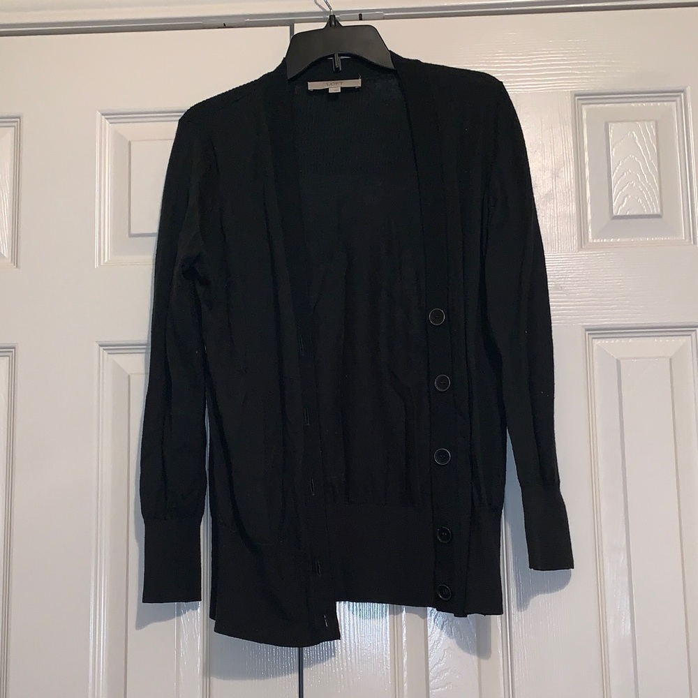 LOFT dark green Women's Cardigan Sweater